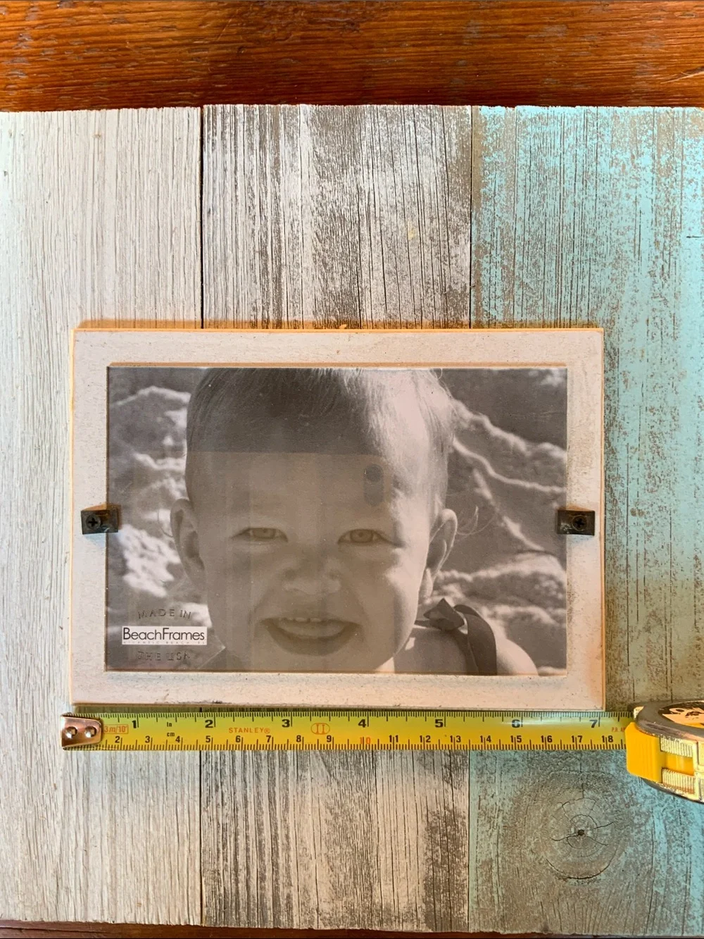 🌱 New Beach Frames Rustic White & Aqua Wood Picture Frame